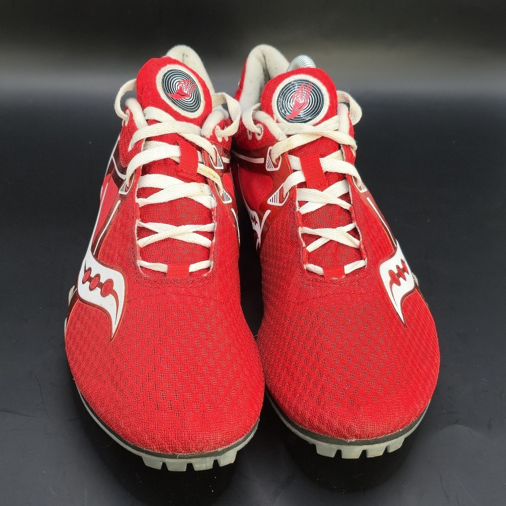 Saucony Unisex Red Velocity‎ 5 Spikes 201881 Track Running Run Shoes Size 10 - Picture 2 of 8